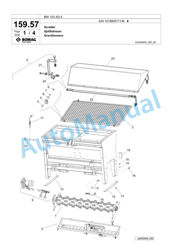 Bomag BW 120 AD-5 Tandem Vibratory Roller Spare Parts Catalogue 00825567 4 Bomag BW 120 AD-5 Tandem Vibratory Roller Spare Parts Catalogue 00825567-4