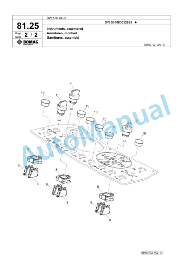 Bomag BW 120 AD-5 Tandem Vibratory Roller Spare Parts Catalogue 00826221 2 Bomag BW 120 AD-5 Tandem Vibratory Roller Spare Parts Catalogue 00826221-2