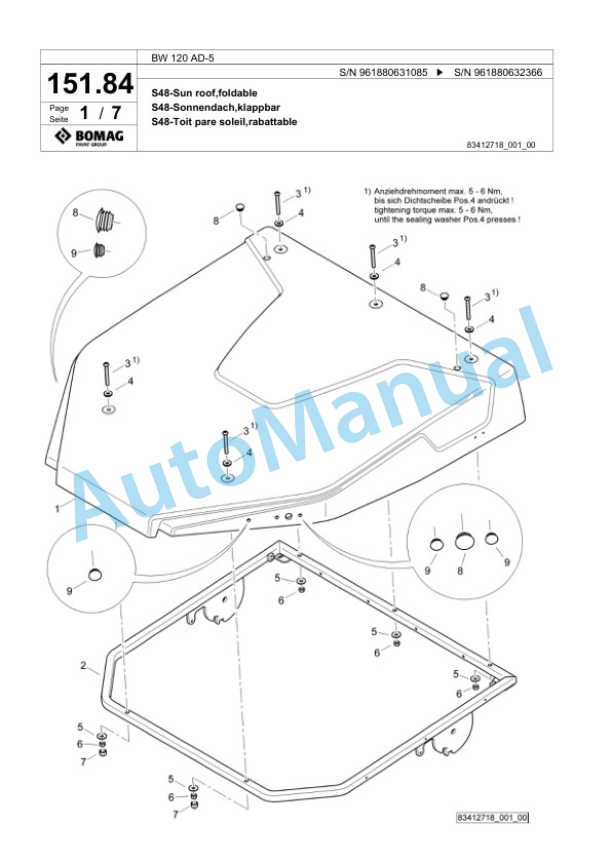 Bomag BW 120 AD-5 Tandem Vibratory Roller Spare Parts Catalogue 00826221 4 Bomag BW 120 AD-5 Tandem Vibratory Roller Spare Parts Catalogue 00826221-4