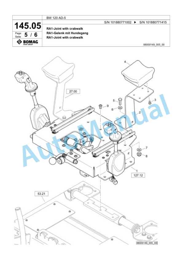 Bomag BW 120 AD-5 Tandem Vibratory Roller Spare Parts Catalogue 00826639 4 Bomag BW 120 AD-5 Tandem Vibratory Roller Spare Parts Catalogue 00826639-4