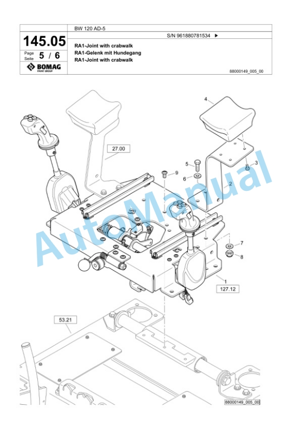 Bomag BW 120 AD-5 Tandem Vibratory Roller Spare Parts Catalogue 00826689 4 Bomag BW 120 AD-5 Tandem Vibratory Roller Spare Parts Catalogue 00826689-4