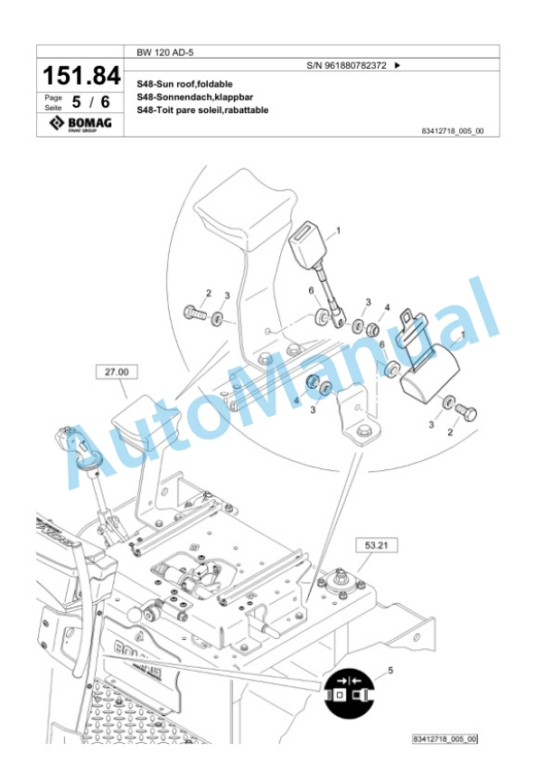 Bomag BW 120 AD-5 Tandem Vibratory Roller Spare Parts Catalogue 00826689 5 Bomag BW 120 AD-5 Tandem Vibratory Roller Spare Parts Catalogue 00826689-5