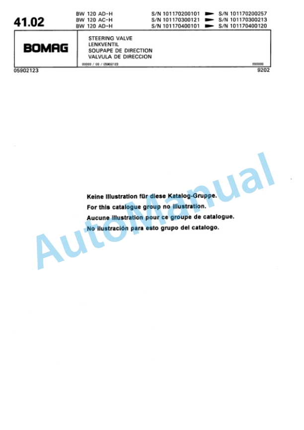 Bomag BW 120 AD-H, BW 120 AC-H Tandem Vibratory Roller Spare Parts Catalogue 00810146 2 Bomag BW 120 AD-H, BW 120 AC-H Tandem Vibratory Roller Spare Parts Catalogue 00810146-2