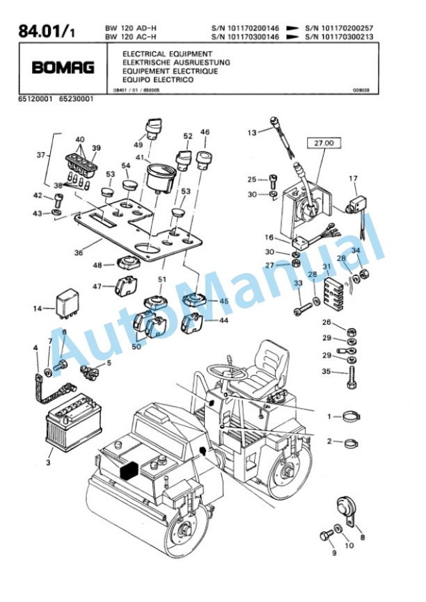 Bomag BW 120 AD-H, BW 120 AC-H Tandem Vibratory Roller Spare Parts Catalogue 00810146 4 Bomag BW 120 AD-H, BW 120 AC-H Tandem Vibratory Roller Spare Parts Catalogue 00810146-4