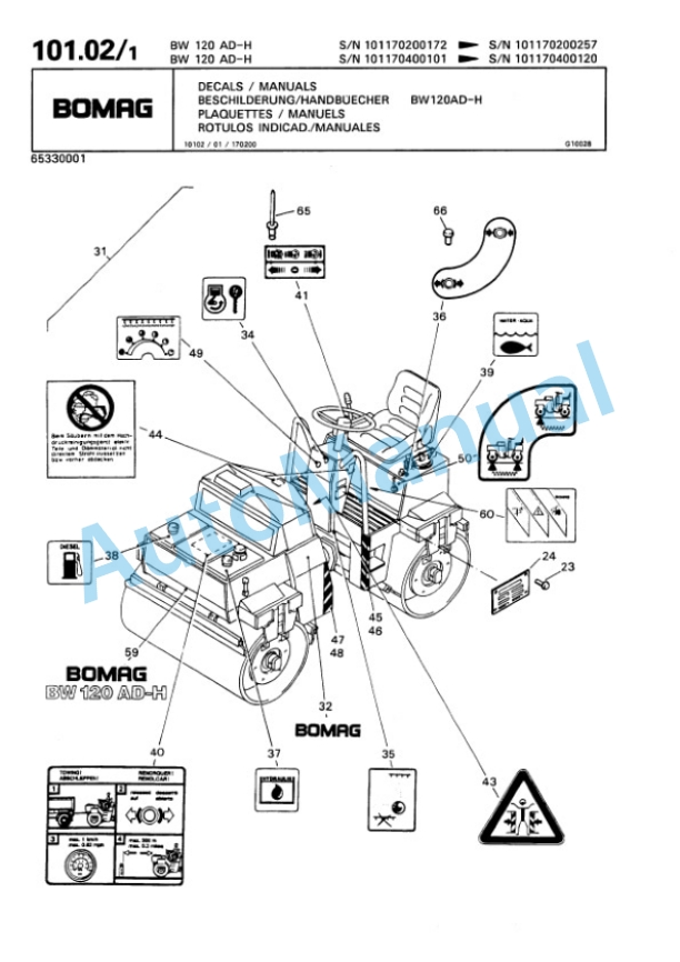 Bomag BW 120 AD-H, BW 120 AC-H Tandem Vibratory Roller Spare Parts Catalogue 00810146 5 Bomag BW 120 AD-H, BW 120 AC-H Tandem Vibratory Roller Spare Parts Catalogue 00810146-5