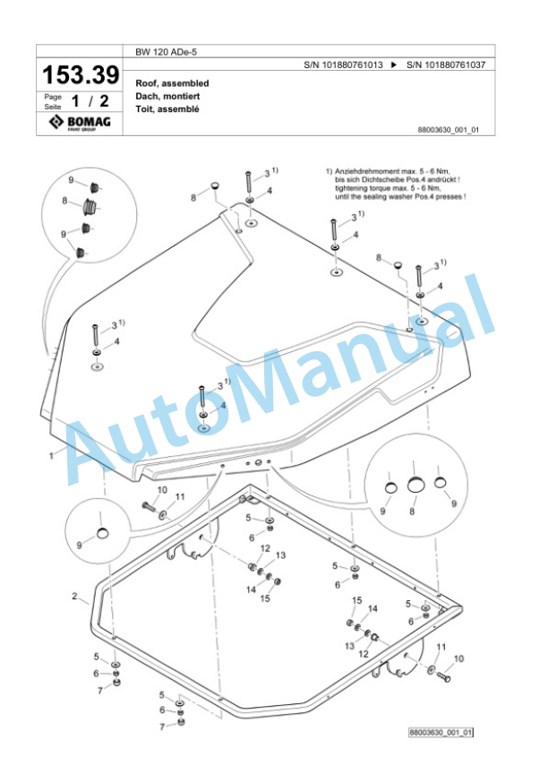 Bomag BW 120 ADe-5 Tandem Vibratory Roller Spare Parts Catalogue 00826735 4 Bomag BW 120 ADe-5 Tandem Vibratory Roller Spare Parts Catalogue 00826735-4