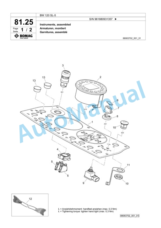 Bomag BW 120 SL-5 Combination Roller Spare Parts Catalogue 00827055 2 Bomag BW 120 SL-5 Combination Roller Spare Parts Catalogue 00827055-2