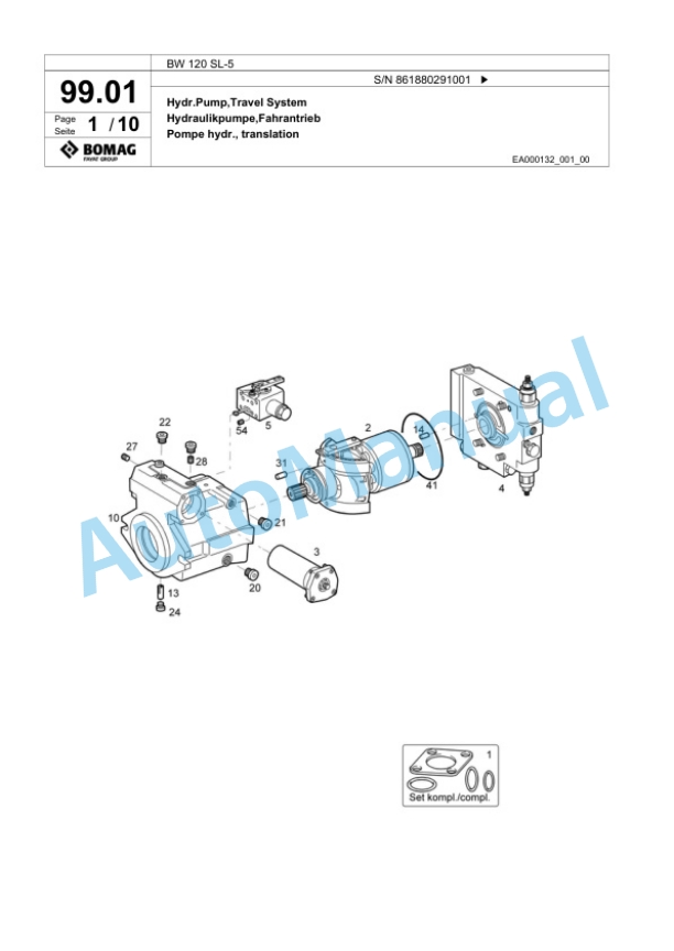 Bomag BW 120 SL-5 Tandem Vibratory Roller Spare Parts Catalogue 00824559 4 Bomag BW 120 SL-5 Tandem Vibratory Roller Spare Parts Catalogue 00824559-4