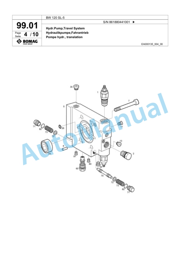 Bomag BW 120 SL-5 Tandem Vibratory Roller Spare Parts Catalogue 00825001 4 Bomag BW 120 SL-5 Tandem Vibratory Roller Spare Parts Catalogue 00825001-4
