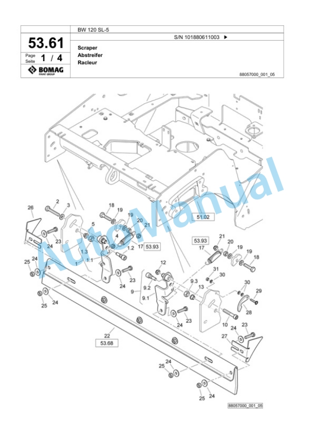 Bomag BW 120 SL-5 Tandem Vibratory Roller Spare Parts Catalogue 00825615 2 Bomag BW 120 SL-5 Tandem Vibratory Roller Spare Parts Catalogue 00825615-2