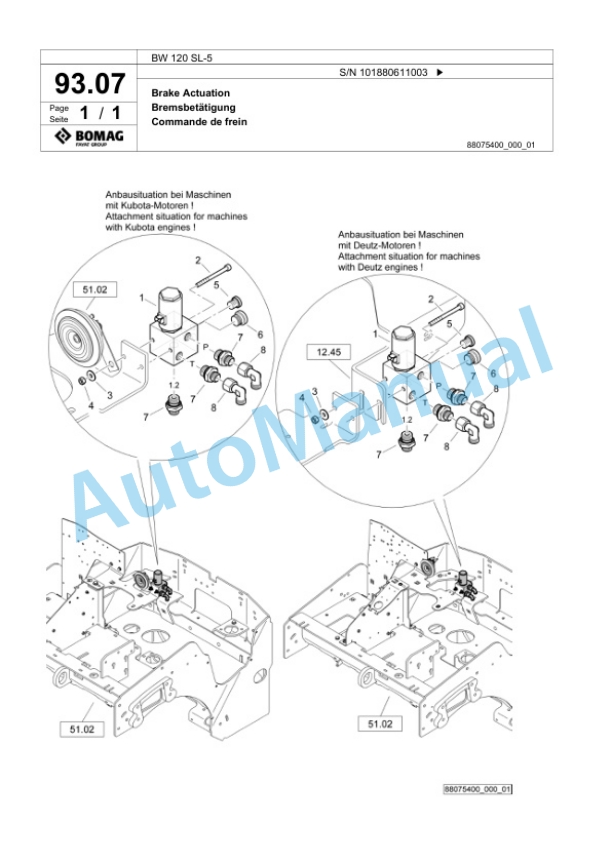 Bomag BW 120 SL-5 Tandem Vibratory Roller Spare Parts Catalogue 00825615 3 Bomag BW 120 SL-5 Tandem Vibratory Roller Spare Parts Catalogue 00825615-3