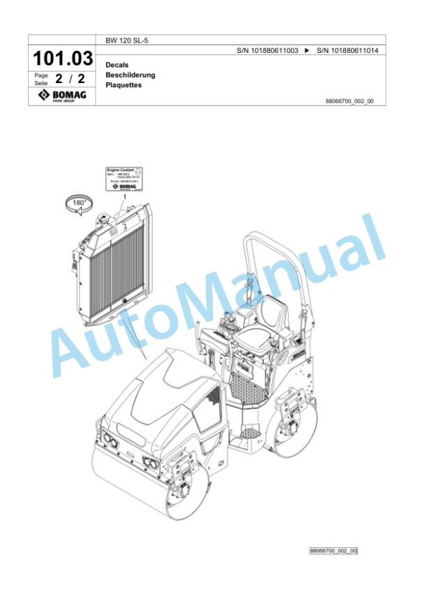 Bomag BW 120 SL-5 Tandem Vibratory Roller Spare Parts Catalogue 00825615 5 Bomag BW 120 SL-5 Tandem Vibratory Roller Spare Parts Catalogue 00825615-5