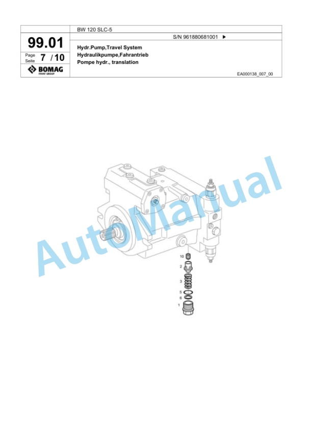 Bomag BW 120 SLC-5 Combination Roller Spare Parts Catalogue 00826435 3 Bomag BW 120 SLC-5 Combination Roller Spare Parts Catalogue 00826435-3