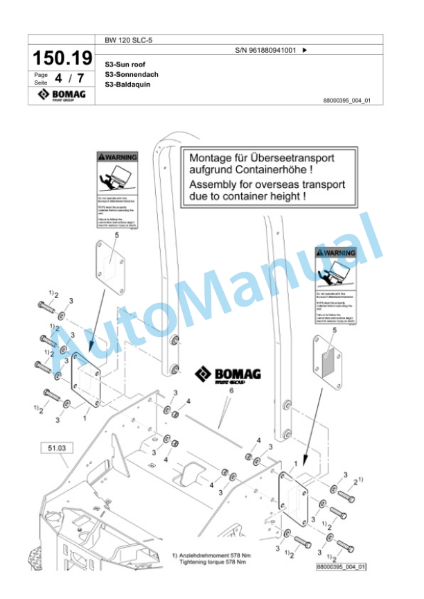 Bomag BW 120 SLC-5 Combination Roller Spare Parts Catalogue 00827051 4 Bomag BW 120 SLC-5 Combination Roller Spare Parts Catalogue 00827051-4