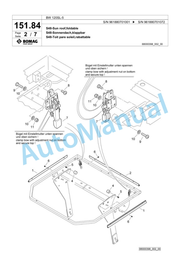 Bomag BW 120SL-5 Combination Roller Spare Parts Catalogue 00826609 5 Bomag BW 120SL-5 Combination Roller Spare Parts Catalogue 00826609-5