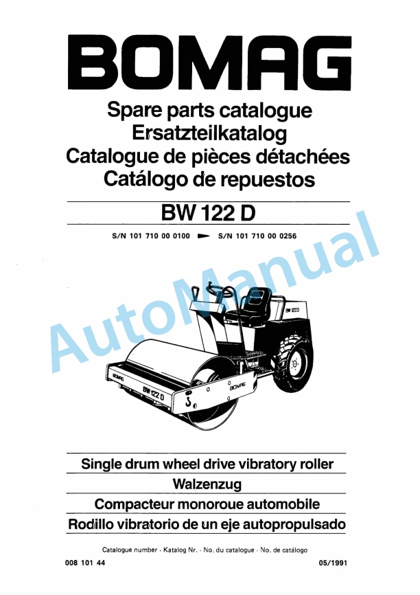 Bomag BW 122 D Single Drum Wheel Drive Vibratory Roller Spare Parts Catalogue 00810144 1 Bomag BW 122 D Single Drum Wheel Drive Vibratory Roller Spare Parts Catalogue 00810144