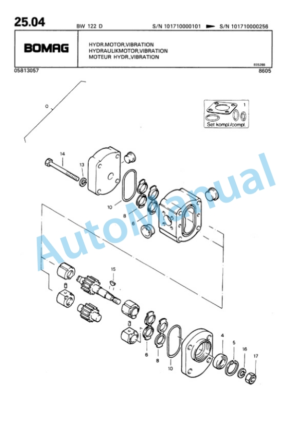 Bomag BW 122 D Single Drum Wheel Drive Vibratory Roller Spare Parts Catalogue 00810144 3 Bomag BW 122 D Single Drum Wheel Drive Vibratory Roller Spare Parts Catalogue 00810144-3