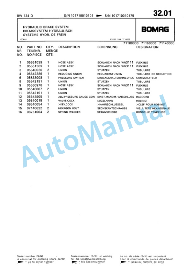 Bomag BW 124 D Single Drum Wheel Drive Vibratory Roller Spare Parts Catalogue 00810079 4 Bomag BW 124 D Single Drum Wheel Drive Vibratory Roller Spare Parts Catalogue 00810079-4