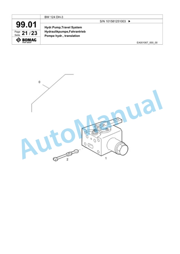 Bomag BW 124 DH-3 Single Drum Wheel Drive Vibratory Roller Spare Parts Catalogue 00817464 5 Bomag BW 124 DH-3 Single Drum Wheel Drive Vibratory Roller Spare Parts Catalogue 00817464-5