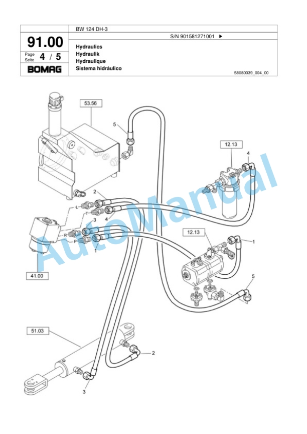 Bomag BW 124 DH-3 Single Drum Wheel Drive Vibratory Roller Spare Parts Catalogue 00817634 3 Bomag BW 124 DH-3 Single Drum Wheel Drive Vibratory Roller Spare Parts Catalogue 00817634-3