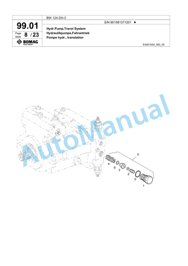 Bomag BW 124 DH-3 Single Drum Wheel Drive Vibratory Roller Spare Parts Catalogue 00818019 3 Bomag BW 124 DH-3 Single Drum Wheel Drive Vibratory Roller Spare Parts Catalogue 00818019-3