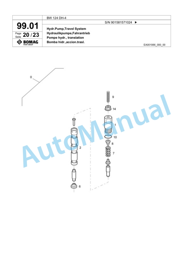 Bomag BW 124 DH-4 Single Drum Wheel Drive Vibratory Roller Spare Parts Catalogue 00818295 4 Bomag BW 124 DH-4 Single Drum Wheel Drive Vibratory Roller Spare Parts Catalogue 00818295-4