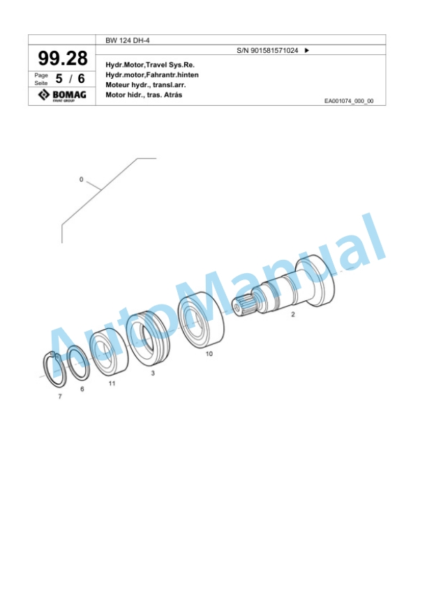 Bomag BW 124 DH-4 Single Drum Wheel Drive Vibratory Roller Spare Parts Catalogue 00818295 5 Bomag BW 124 DH-4 Single Drum Wheel Drive Vibratory Roller Spare Parts Catalogue 00818295-5