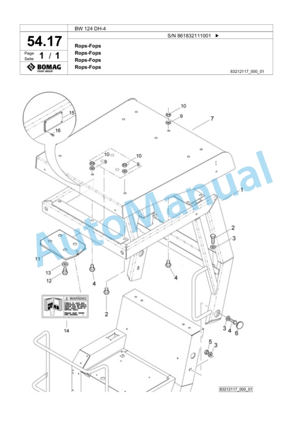Bomag BW 124 DH-4 Single Drum Wheel Drive Vibratory Roller Spare Parts Catalogue 00824495 3 Bomag BW 124 DH-4 Single Drum Wheel Drive Vibratory Roller Spare Parts Catalogue 00824495-3