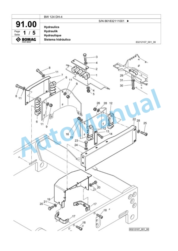 Bomag BW 124 DH-4 Single Drum Wheel Drive Vibratory Roller Spare Parts Catalogue 00824495 4 Bomag BW 124 DH-4 Single Drum Wheel Drive Vibratory Roller Spare Parts Catalogue 00824495-4