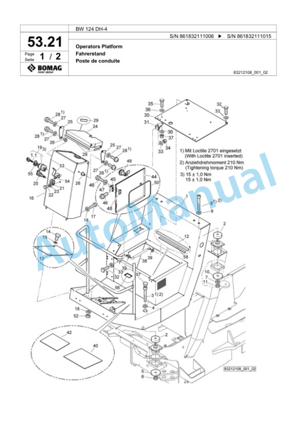 Bomag BW 124 DH-4 Single Drum Wheel Drive Vibratory Roller Spare Parts Catalogue 00824709 2 Bomag BW 124 DH-4 Single Drum Wheel Drive Vibratory Roller Spare Parts Catalogue 00824709-2