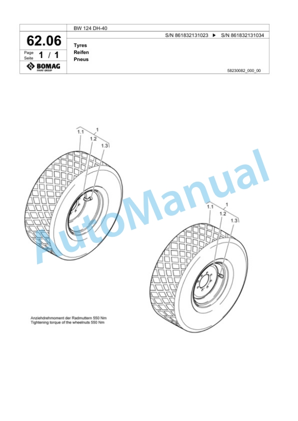 Bomag BW 124 DH-40 Single Drum Wheel Drive Vibratory Roller Spare Parts Catalogue 00824499 4 Bomag BW 124 DH-40 Single Drum Wheel Drive Vibratory Roller Spare Parts Catalogue 00824499-4