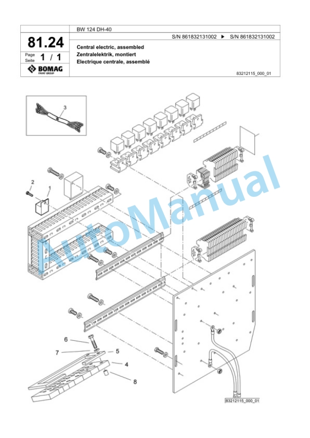 Bomag BW 124 DH-40 Single Drum Wheel Drive Vibratory Roller Spare Parts Catalogue 00824499 5 Bomag BW 124 DH-40 Single Drum Wheel Drive Vibratory Roller Spare Parts Catalogue 00824499-5