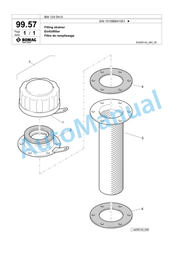 Bomag BW 124 DH-5 Single Drum Wheel Drive Vibratory Roller Spare Parts Catalogue 00825441 4 Bomag BW 124 DH-5 Single Drum Wheel Drive Vibratory Roller Spare Parts Catalogue 00825441-4