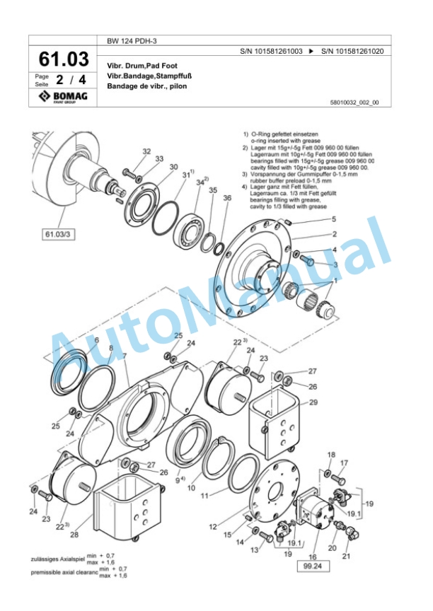 Bomag BW 124 PDH-3 Single Drum Wheel Drive Vibratory Roller Spare Parts Catalogue 00817465 3 Bomag BW 124 PDH-3 Single Drum Wheel Drive Vibratory Roller Spare Parts Catalogue 00817465-3