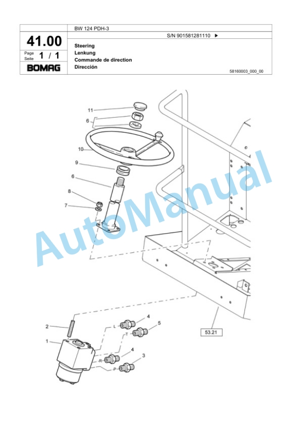 Bomag BW 124 PDH-3 Single Drum Wheel Drive Vibratory Roller Spare Parts Catalogue 00817635 2 Bomag BW 124 PDH-3 Single Drum Wheel Drive Vibratory Roller Spare Parts Catalogue 00817635-2