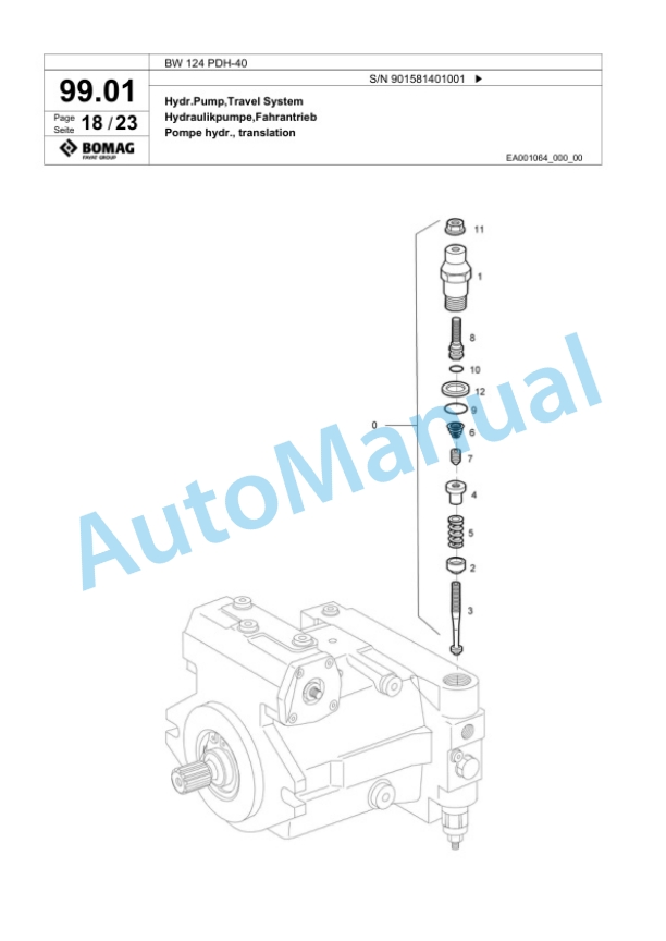 Bomag BW 124 PDH-40 Single Drum Wheel Drive Vibratory Roller Spare Parts Catalogue 00818523 4 Bomag BW 124 PDH-40 Single Drum Wheel Drive Vibratory Roller Spare Parts Catalogue 00818523-4