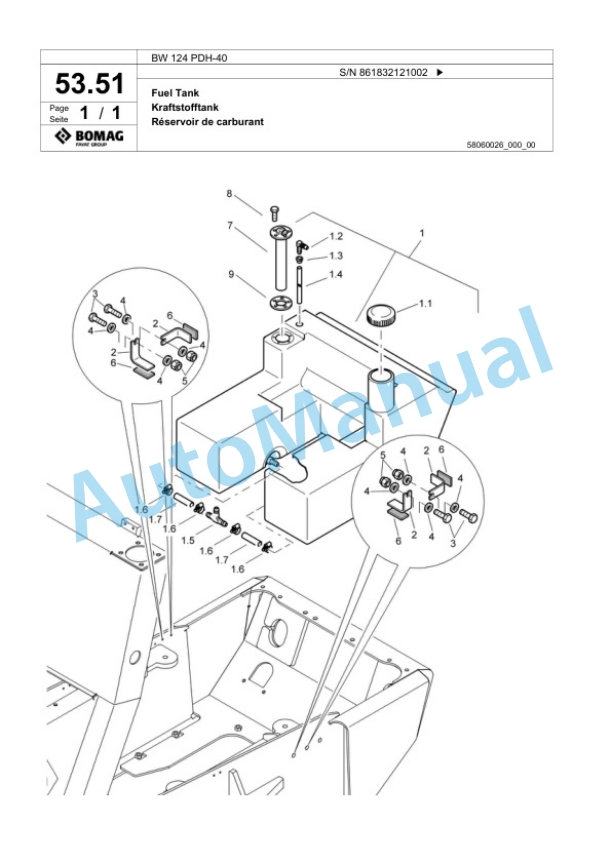 Bomag BW 124 PDH-40 Single Drum Wheel Drive Vibratory Roller Spare Parts Catalogue 00824497 3 Bomag BW 124 PDH-40 Single Drum Wheel Drive Vibratory Roller Spare Parts Catalogue 00824497-3