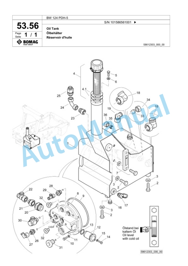 Bomag BW 124 PDH-5 Single Drum Wheel Drive Vibratory Roller Spare Parts Catalogue 00825071 2 Bomag BW 124 PDH-5 Single Drum Wheel Drive Vibratory Roller Spare Parts Catalogue 00825071-2
