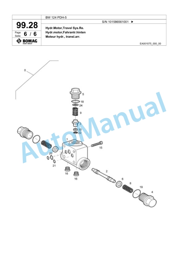Bomag BW 124 PDH-5 Single Drum Wheel Drive Vibratory Roller Spare Parts Catalogue 00825071 4 Bomag BW 124 PDH-5 Single Drum Wheel Drive Vibratory Roller Spare Parts Catalogue 00825071-4