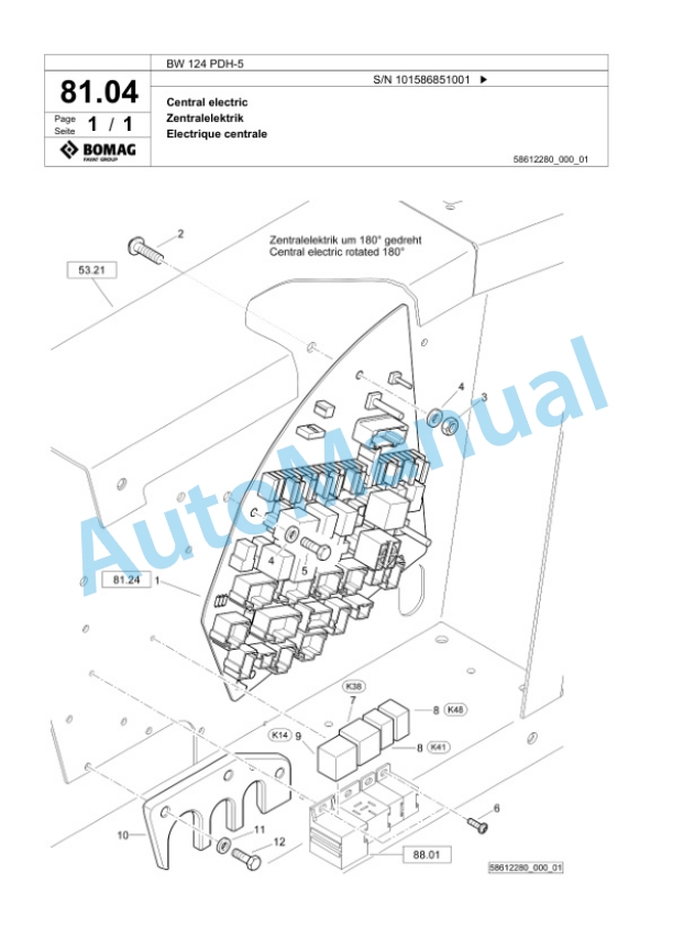 Bomag BW 124 PDH-5 Single Drum Wheel Drive Vibratory Roller Spare Parts Catalogue 00825443 2 Bomag BW 124 PDH-5 Single Drum Wheel Drive Vibratory Roller Spare Parts Catalogue 00825443-2