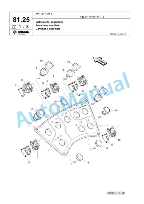 Bomag BW 124 PDH-5 Single Drum Wheel Drive Vibratory Roller Spare Parts Catalogue 00825625 2 Bomag BW 124 PDH-5 Single Drum Wheel Drive Vibratory Roller Spare Parts Catalogue 00825625-2