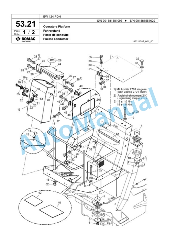 Bomag BW 124 PDH Single Drum Wheel Drive Vibratory Roller Spare Parts Catalogue 00818297 2 Bomag BW 124 PDH Single Drum Wheel Drive Vibratory Roller Spare Parts Catalogue 00818297-2