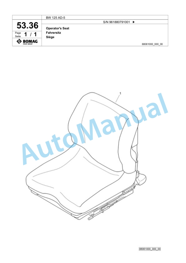 Bomag BW 125 AD-5 Tandem Vibratory Roller Spare Parts Catalogue 00826839 2 Bomag BW 125 AD-5 Tandem Vibratory Roller Spare Parts Catalogue 00826839-2