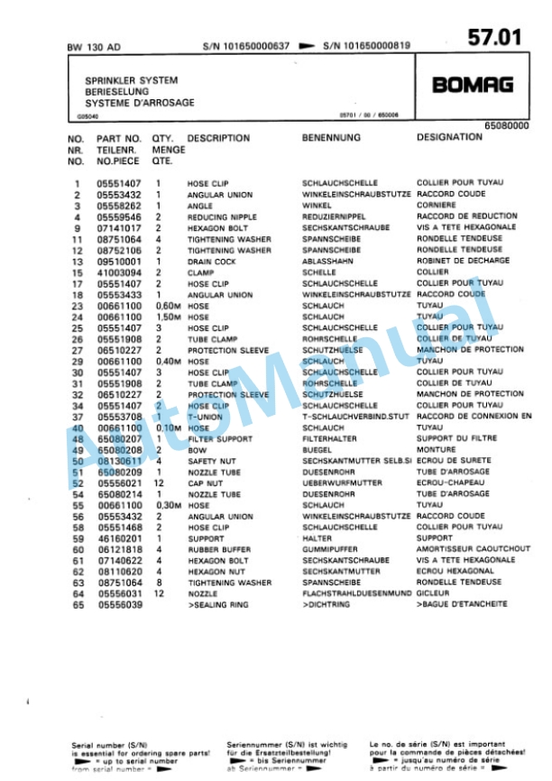 Bomag BW 130 AD Tandem Vibratory Roller Spare Parts Catalogue 00810020 3 Bomag BW 130 AD Tandem Vibratory Roller Spare Parts Catalogue 00810020-3