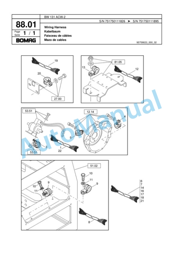 Bomag BW 131 ACW-2 Combination Roller Spare Parts Catalogue 00817468 4 Bomag BW 131 ACW-2 Combination Roller Spare Parts Catalogue 00817468-4