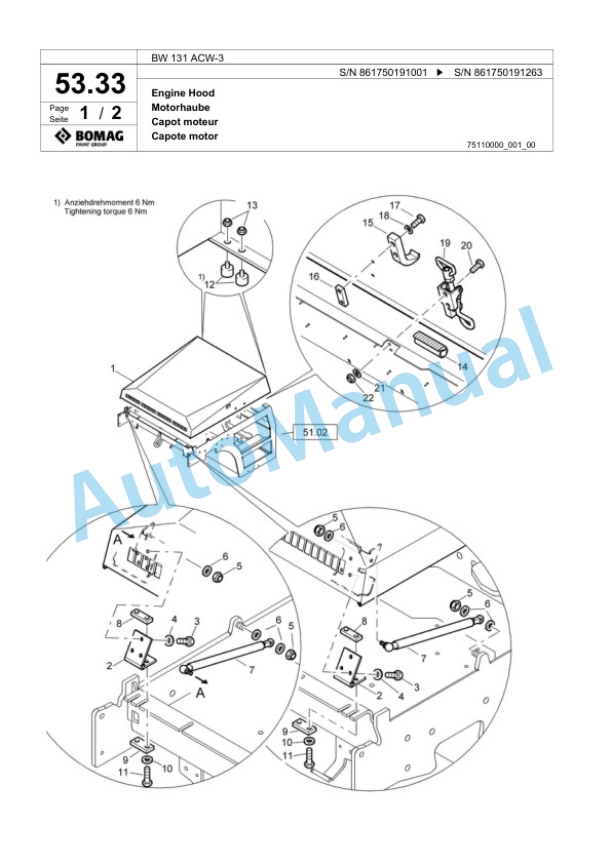 Bomag BW 131 ACW-3 Combination Roller Spare Parts Catalogue 00818697 2 Bomag BW 131 ACW-3 Combination Roller Spare Parts Catalogue 00818697-2