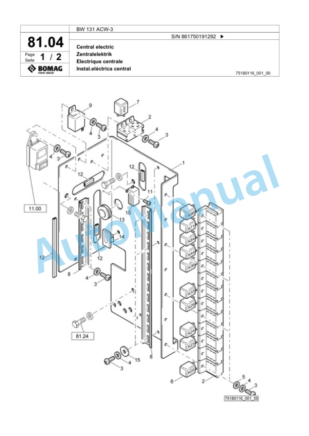 Bomag BW 131 ACW-3 Combination Roller Spare Parts Catalogue 00818697 4 Bomag BW 131 ACW-3 Combination Roller Spare Parts Catalogue 00818697-4