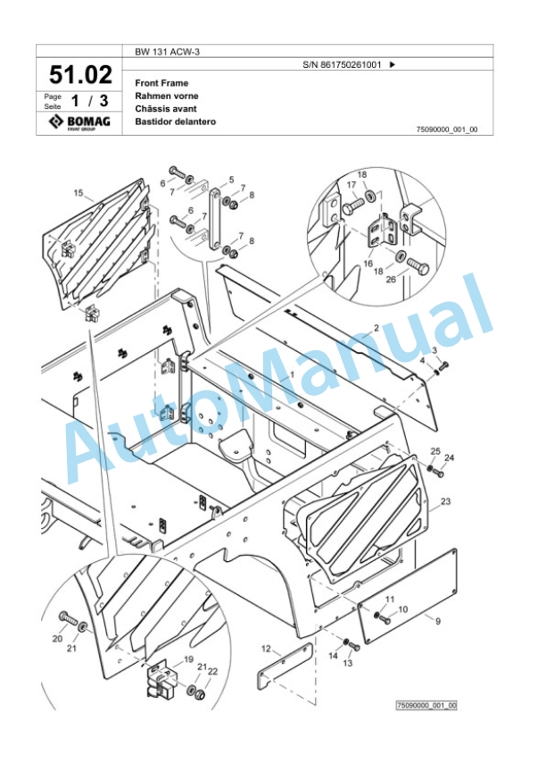 Bomag BW 131 ACW-3 Combination Roller Spare Parts Catalogue 00824805 2 Bomag BW 131 ACW-3 Combination Roller Spare Parts Catalogue 00824805-2