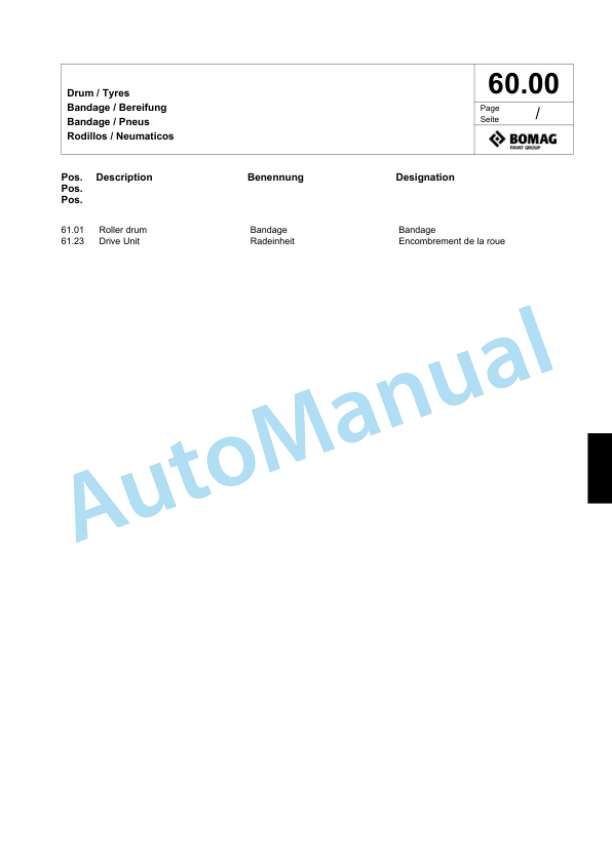 Bomag BW 131 ACW-3 Combination Roller Spare Parts Catalogue 00824805 3 Bomag BW 131 ACW-3 Combination Roller Spare Parts Catalogue 00824805-3