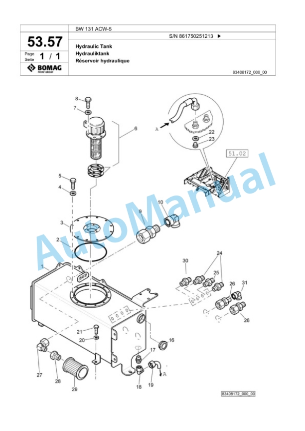 Bomag BW 131 ACW-5 Combination Roller Spare Parts Catalogue 00824937 2 Bomag BW 131 ACW-5 Combination Roller Spare Parts Catalogue 00824937-2